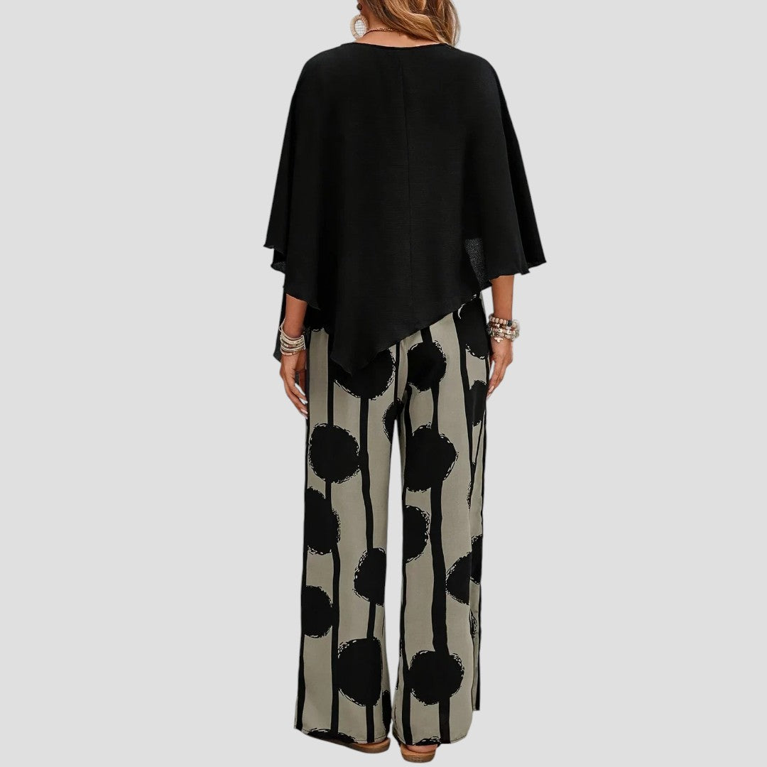 Asymmetrisches Damen Set mit Bedruckter Hose