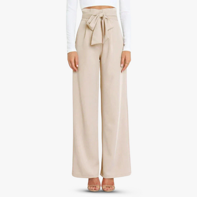 Weite Damen Stoffhose mit Bindegürtel