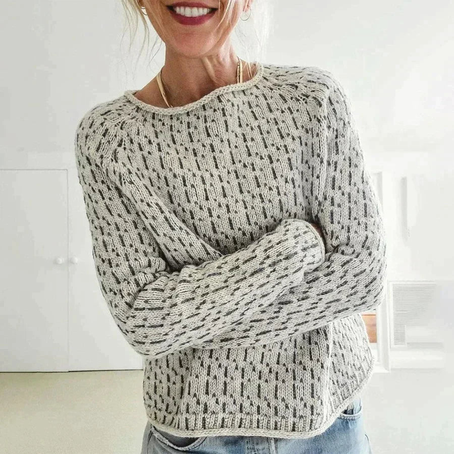 Eleganter Grauer Strickpullover für Damen | Langarm