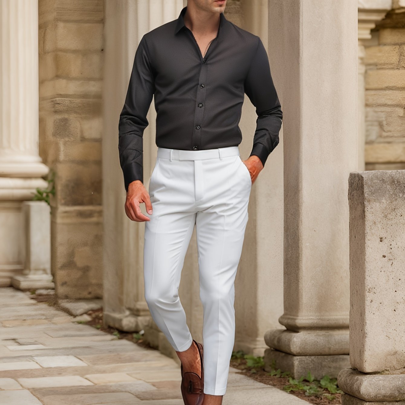 Finn | SlimFit-Stretchhemd in Uni-Farbe