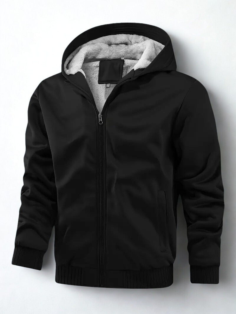 Herren Reißverschlussjacke mit Kapuze | Fleecefutter Langarm