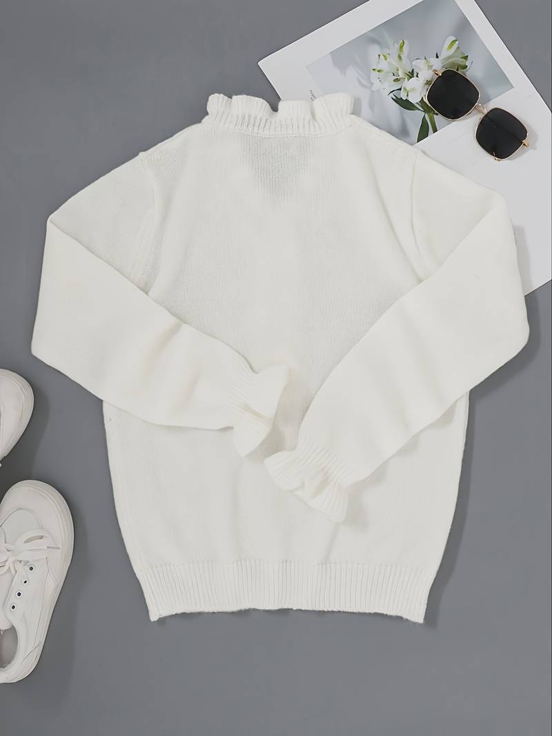 Lilian | Plain Sweater mit V Nacken und Knoten