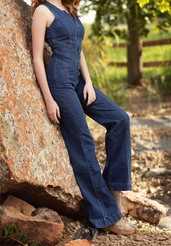 Stylisher Damen Denim Jumpsuit mit Rückenausschnitt
