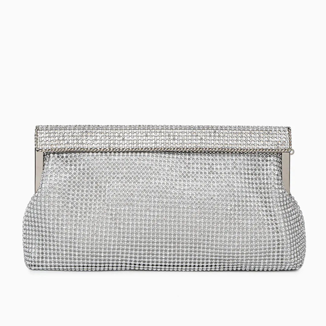 Aurielle | Goldene Clutch mit Kristallbesatz & Schnappverschluss – Elegante Abendtasche für Damen