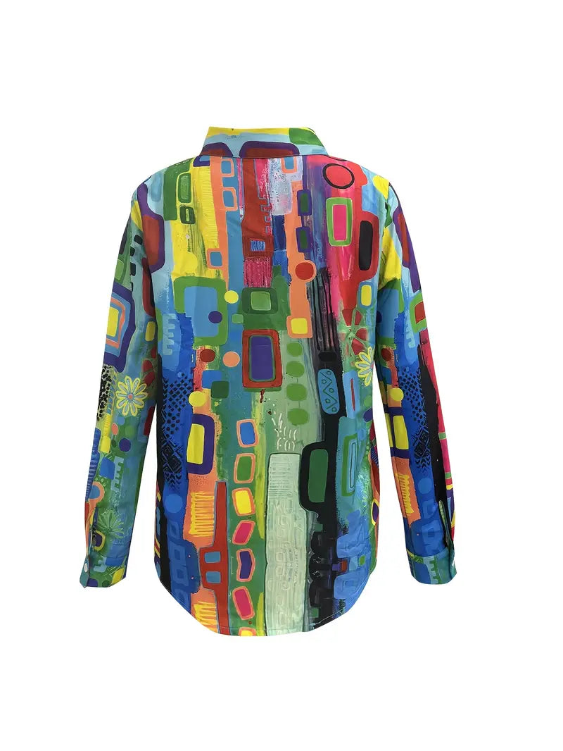 Liv™ - Avslappet Skjorte med Geometrisk Mønster