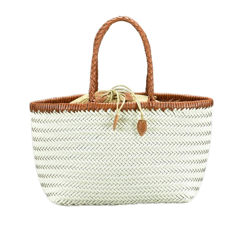 Elna | Große handgeflochtene Tragetasche aus veganem Leder – Rustikaler Shopper