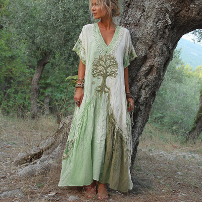 Winifred – Kurzärmeliges Kleid Im Retro Baum Gestaltung