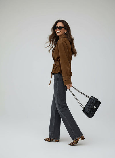 Vydra | Damen Wickelmantel Wildleder Braun Mit Bindegürtel