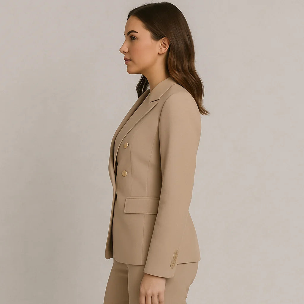 Damen Anzug Set Zweireihig Slim Fit Blazer & Hose
