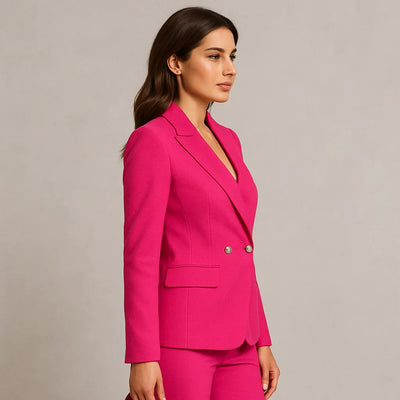 Damen Anzug Set Zweireihig Slim Fit Blazer & Hose