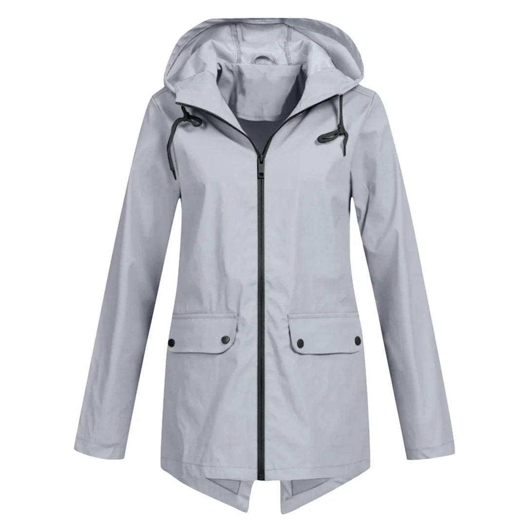 Damen Regenjacke mit Reißverschluss und Kapuze
