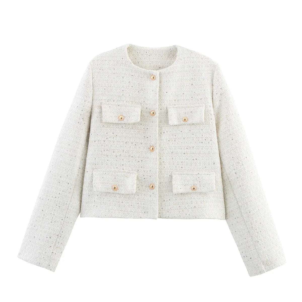 Damen Kurzjacke mit Knopfdetails und geradem Schnitt