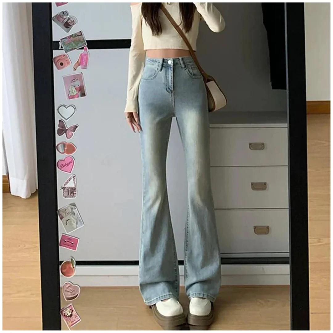 Damen High-Waist Flared Jeans mit Komfortstretch