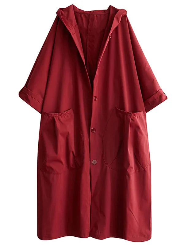 Damen Kapuzen Trenchcoat mit großen Taschen