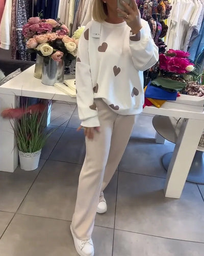 Damenpullover mit Herzmuster und bequemer Passform