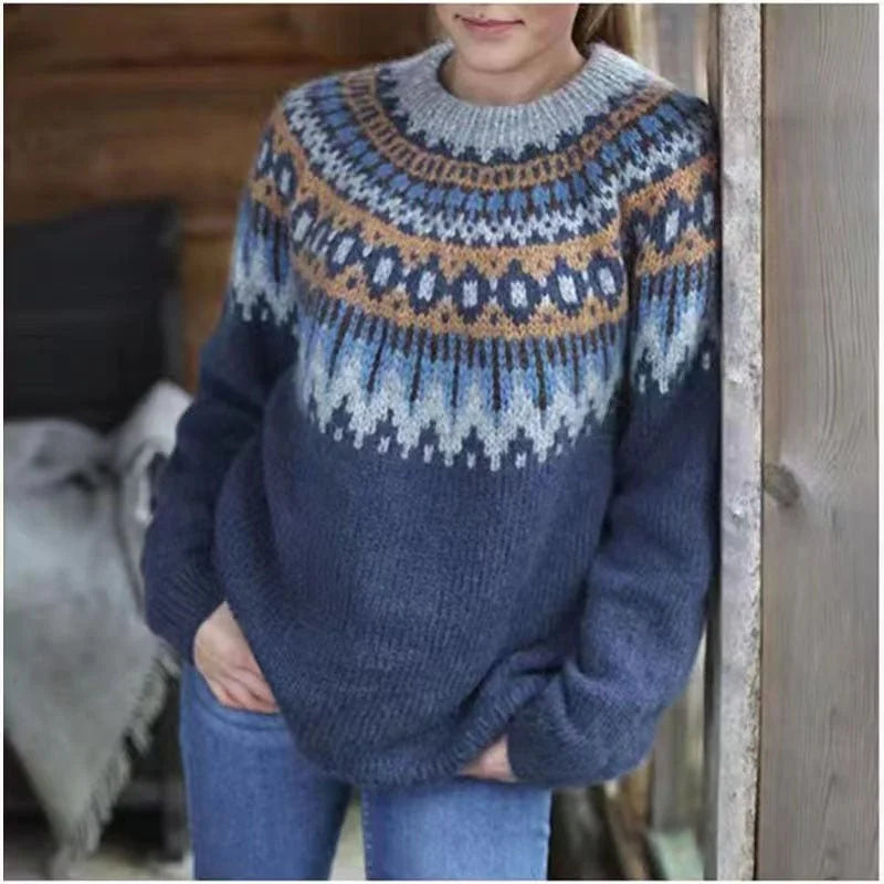 Damenpullover mit Fair Isle Muster und entspanntem Schnitt