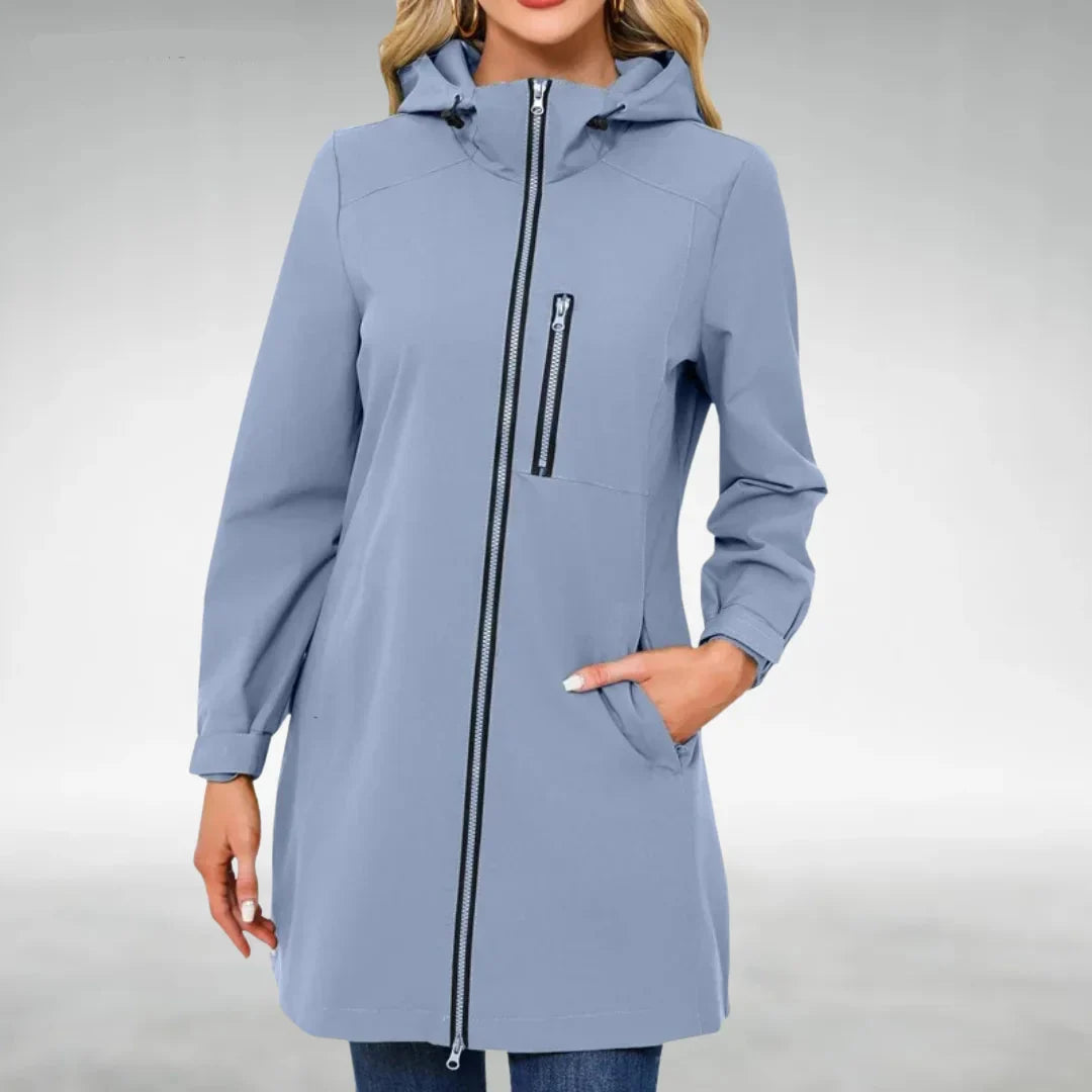 Damen Regenjacke mit Kapuze und Reißverschluss