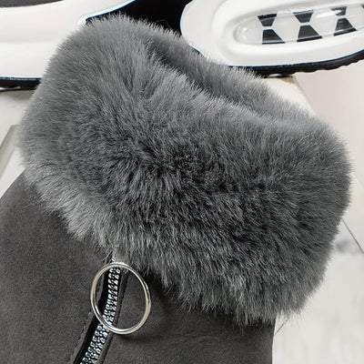 Damen Winter Sneakers mit seitlichem Reißverschluss und Plüschfutter