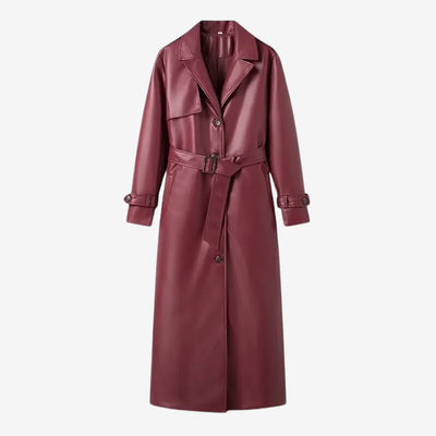 Damen Trenchcoat in Burgunder mit Gürtel