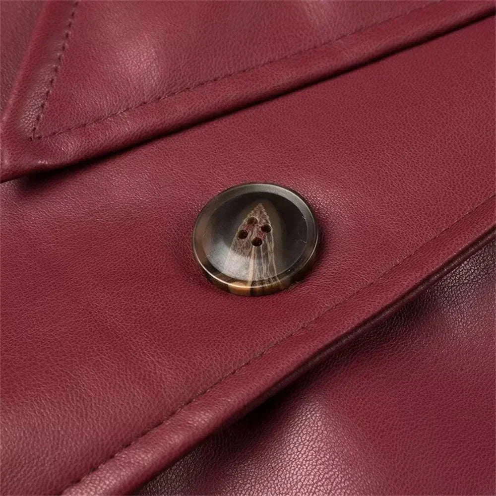 Damen Trenchcoat in Burgunder mit Gürtel