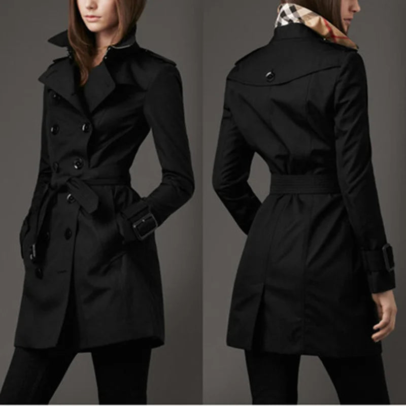 Damen Trenchcoat mit Gürtel und Doppelter Knopfreihe