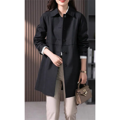Damen Trenchcoat Wasserdicht mit Knopfleiste und Kragen