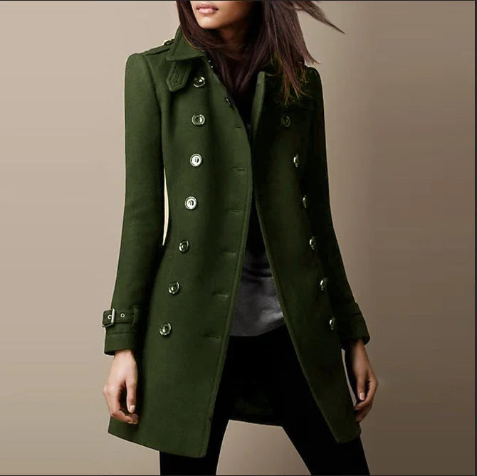 Damen Zweireihiger Trenchcoat mit Knopfdetails