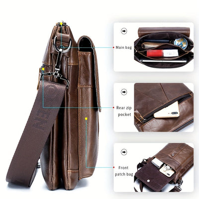 Vaughn | Vielseitige Leder-Schultertasche für den täglichen Gebrauch