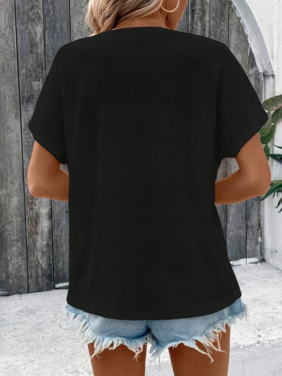 Marylou - Lässiges Rundhals Oberteil Mit Kurzen Ärmeln