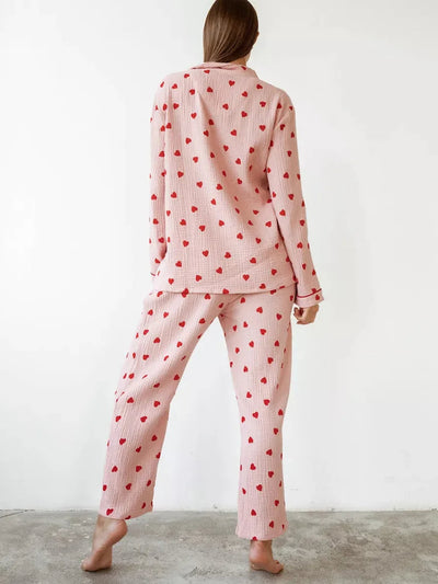 Pyjama-Set mit Herzmotiven für Damen