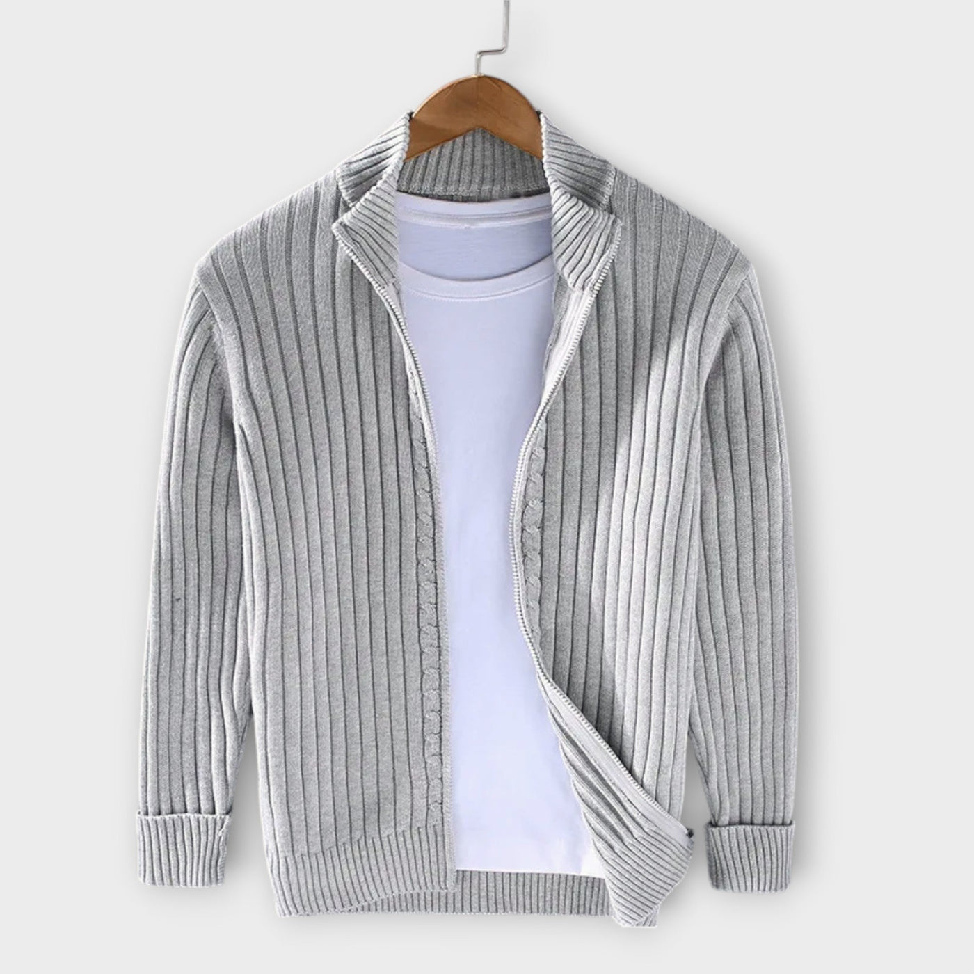 Kasper | Stylische gerippte leichte Strickjacke für Männer