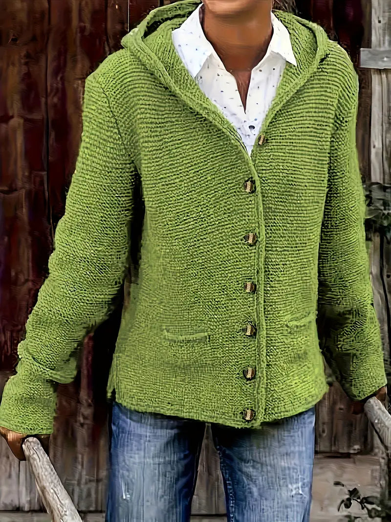 Briselda – Eleganter Strickjacke Mit Langen Ärmeln Und Kapuze