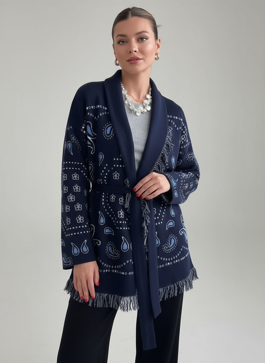 Sarah | Damen Strickpullover Mit Paisley Muster
