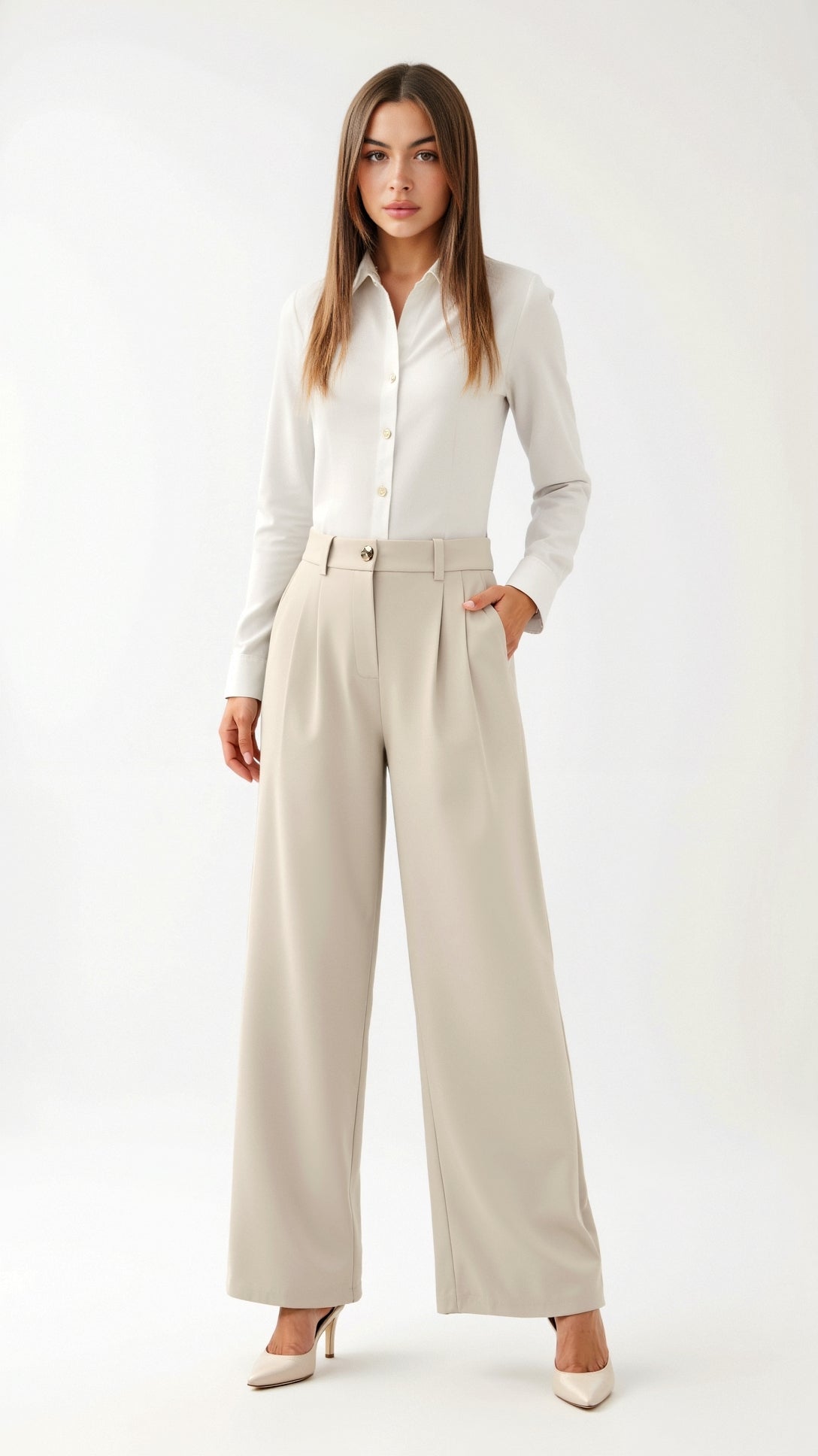 Emma Hose mit weitem Bein