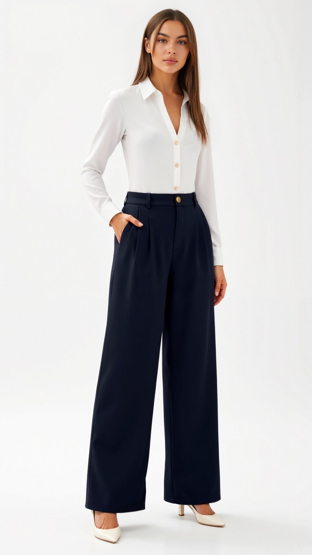 Emma Hose mit weitem Bein