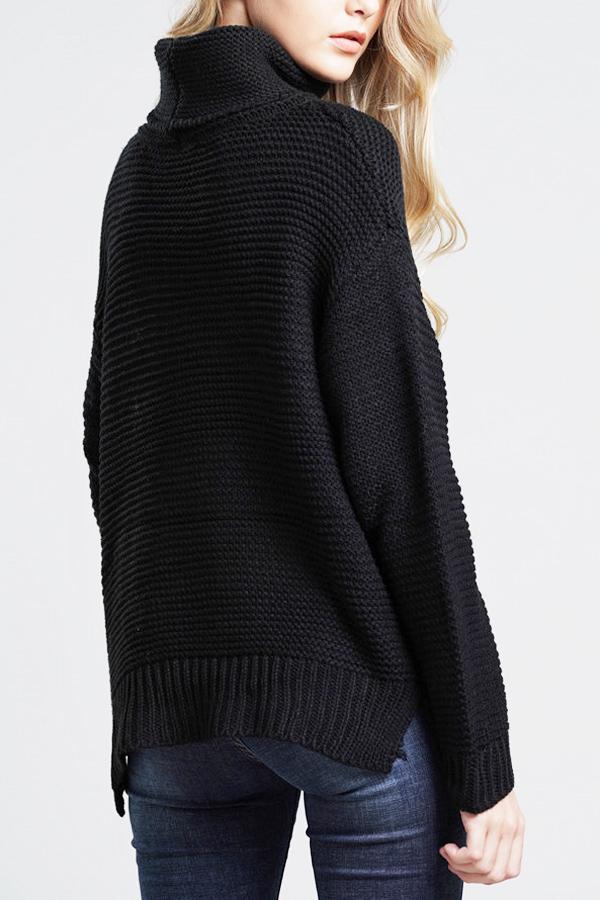 Damen Lässige Grobstrickpullover | Rollkragen