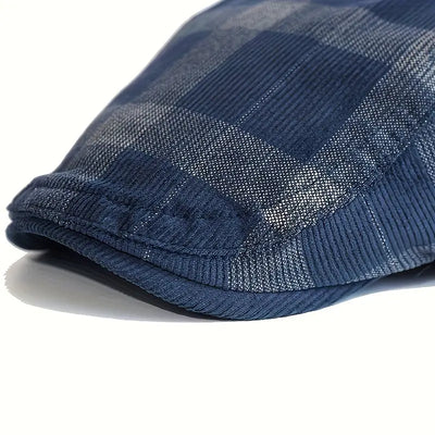 Enriko – Vintage Baskenmütze aus Baumwolle mit Karomuster