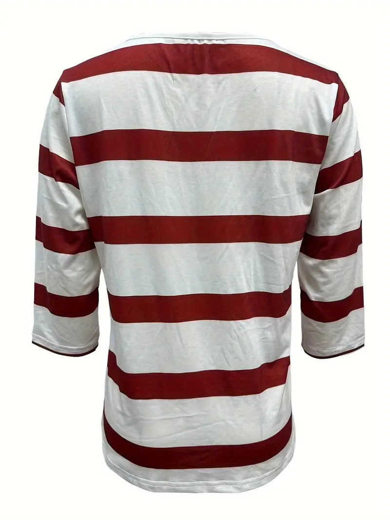 Lovisa™ – Damen-T-Shirt mit Streifen und V-Ausschnitt