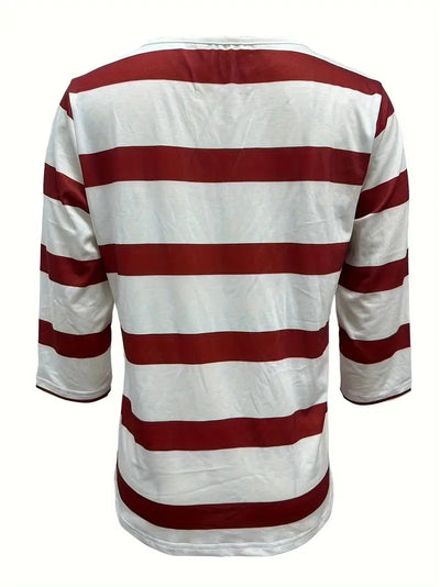 Lovisa™ – Damen-T-Shirt mit Streifen und V-Ausschnitt