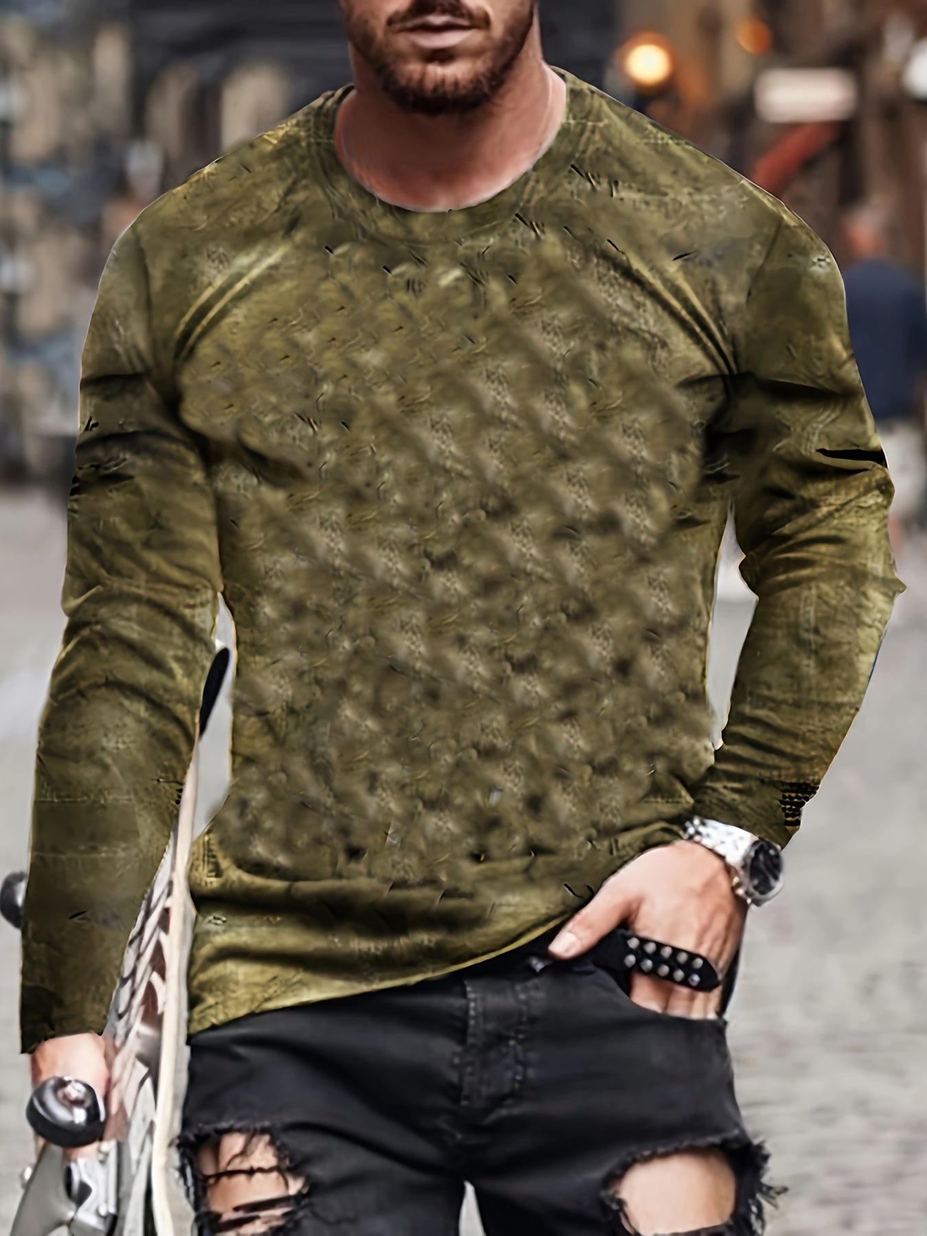 Calvin – Langärmeliges T-Hemd Mit Blockmuster