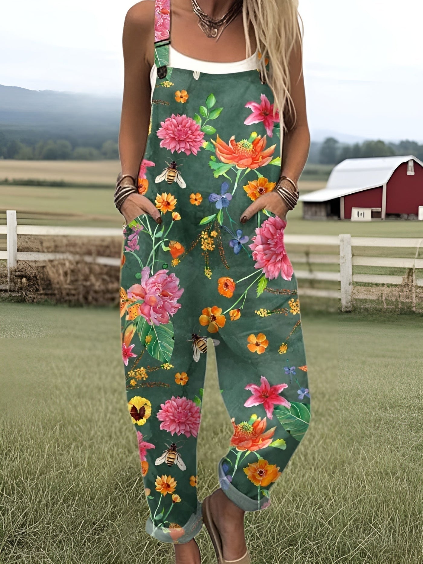 Żaneta – Eleganter Jumpsuit mit Blumen Drucken