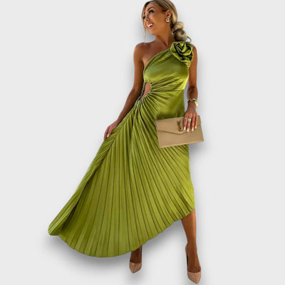 Lunelle – Asymmetrisches Kleid mit Rosendetail