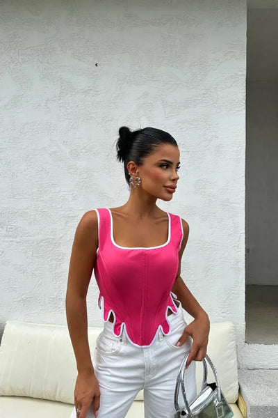 Stella | Melt Design Crop Top mit Trägern in Rosa