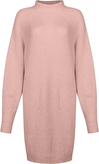Damen Strickkleid mit Rollkragen und Oversize Passform