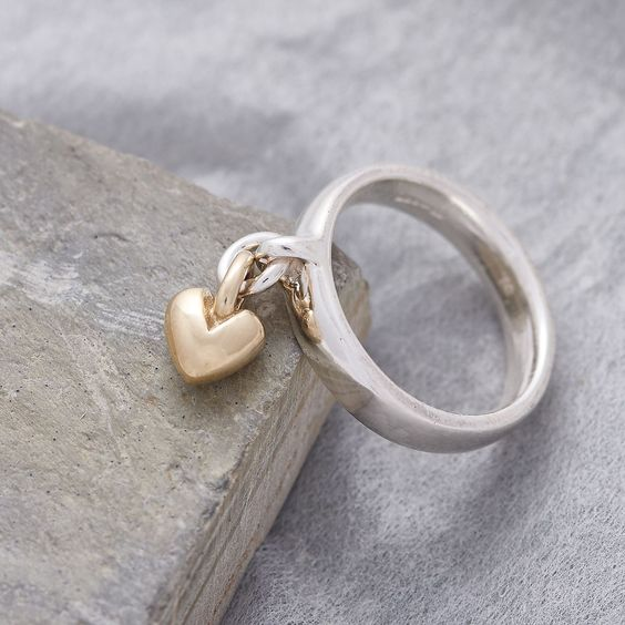 Vintager Anhänger Herz Silberring