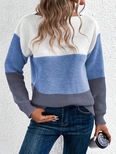 Dreifarbiger Strickpullover für Damen