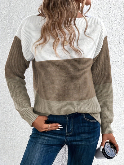 Dreifarbiger Strickpullover für Damen