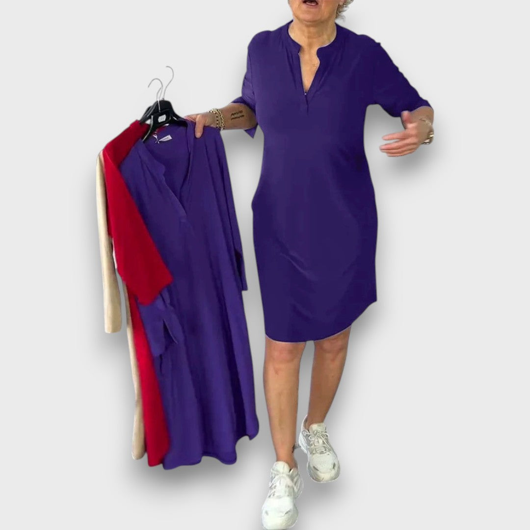 Mireysa – Kleid mit V-Ausschnitt und 3/4-Ärmeln