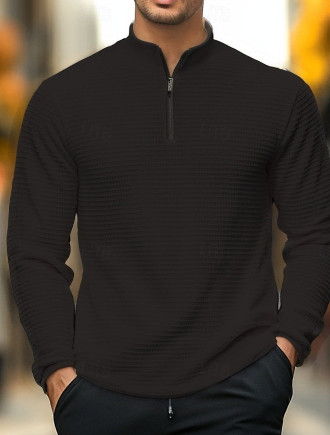 Männer Strickpullover mit Halb-Reißverschluss