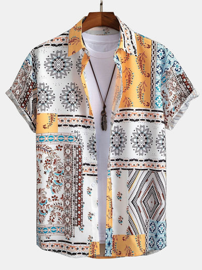 Schal Print Button Up Shirt #Zufälliges Muster Design